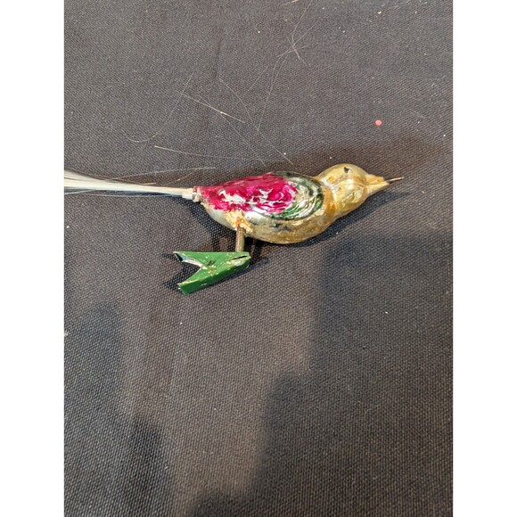 Vintage Glass Bird Clip-On Christmas Ornaments with Spun Glass Tails Set of 3 - Picture 6 of 7